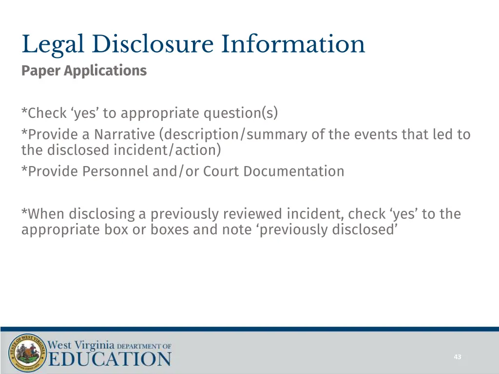 legal disclosure information paper applications