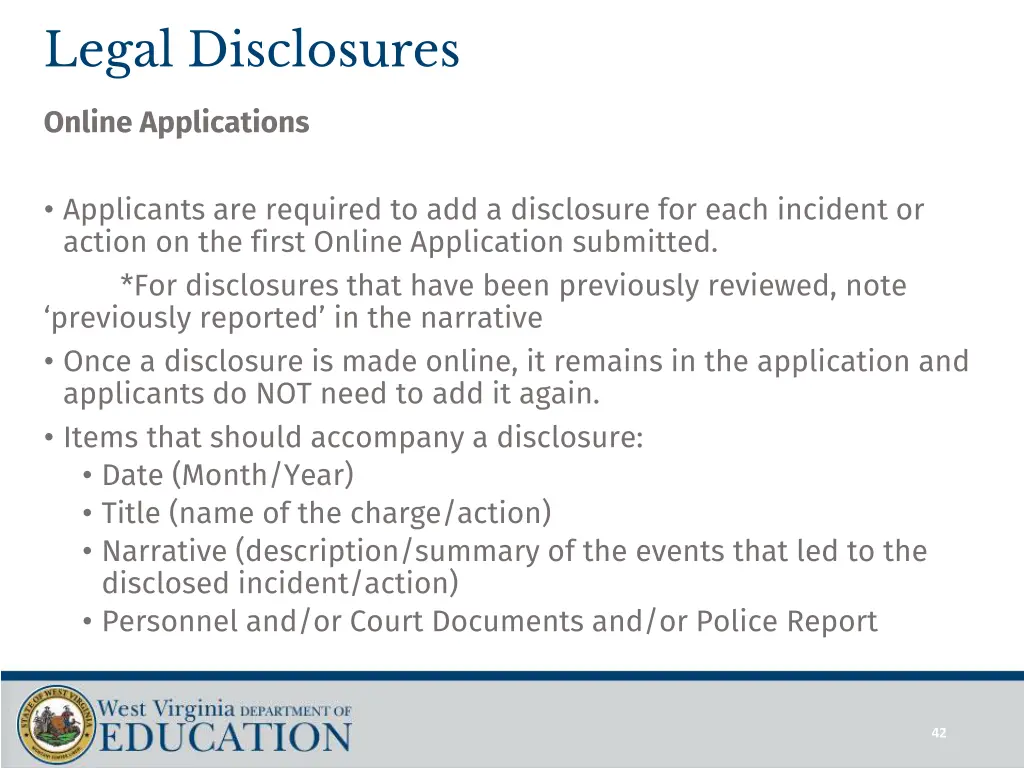 legal disclosures