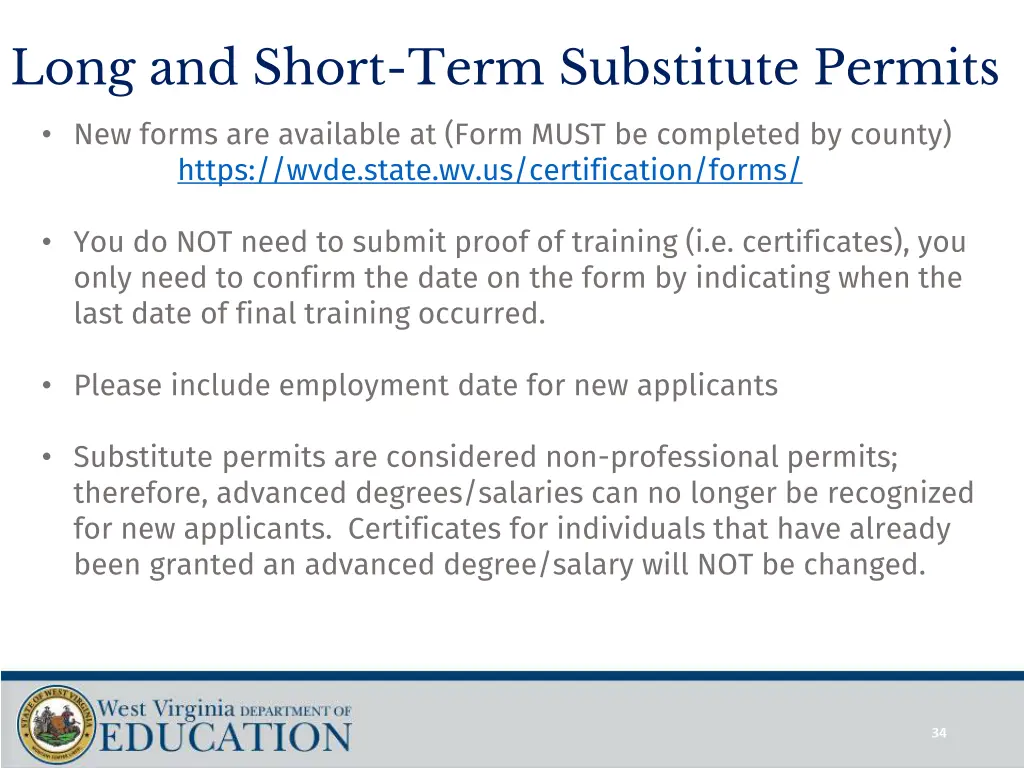 long and short term substitute permits