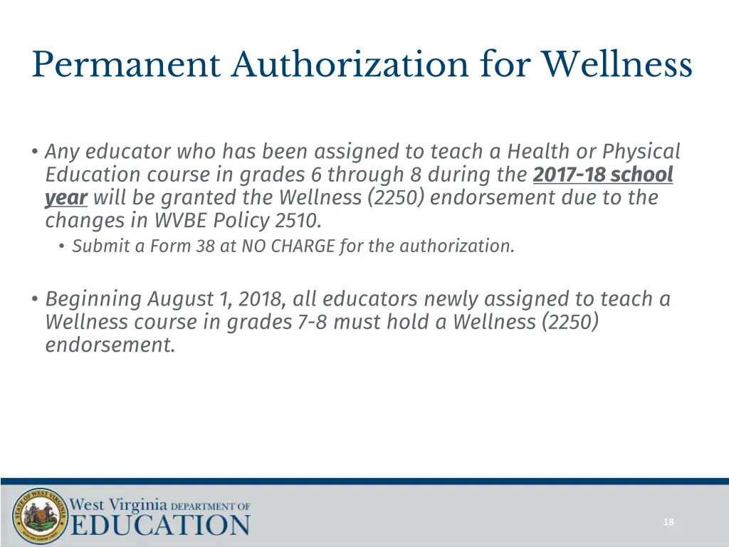 permanent authorization for wellness