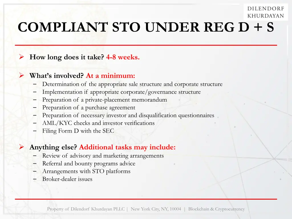 compliant sto under reg d s
