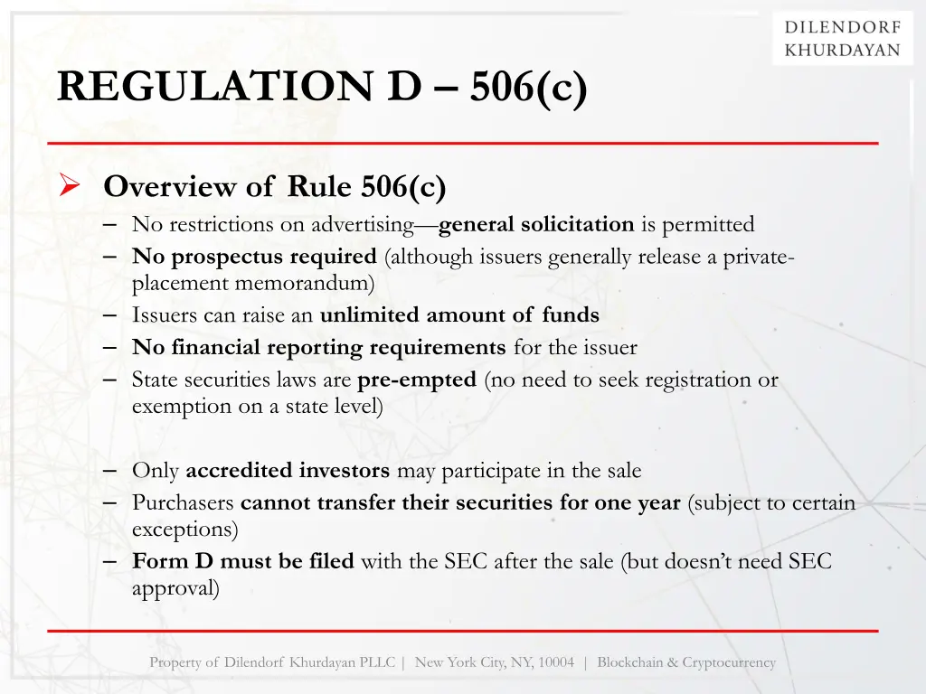 regulation d 506 c
