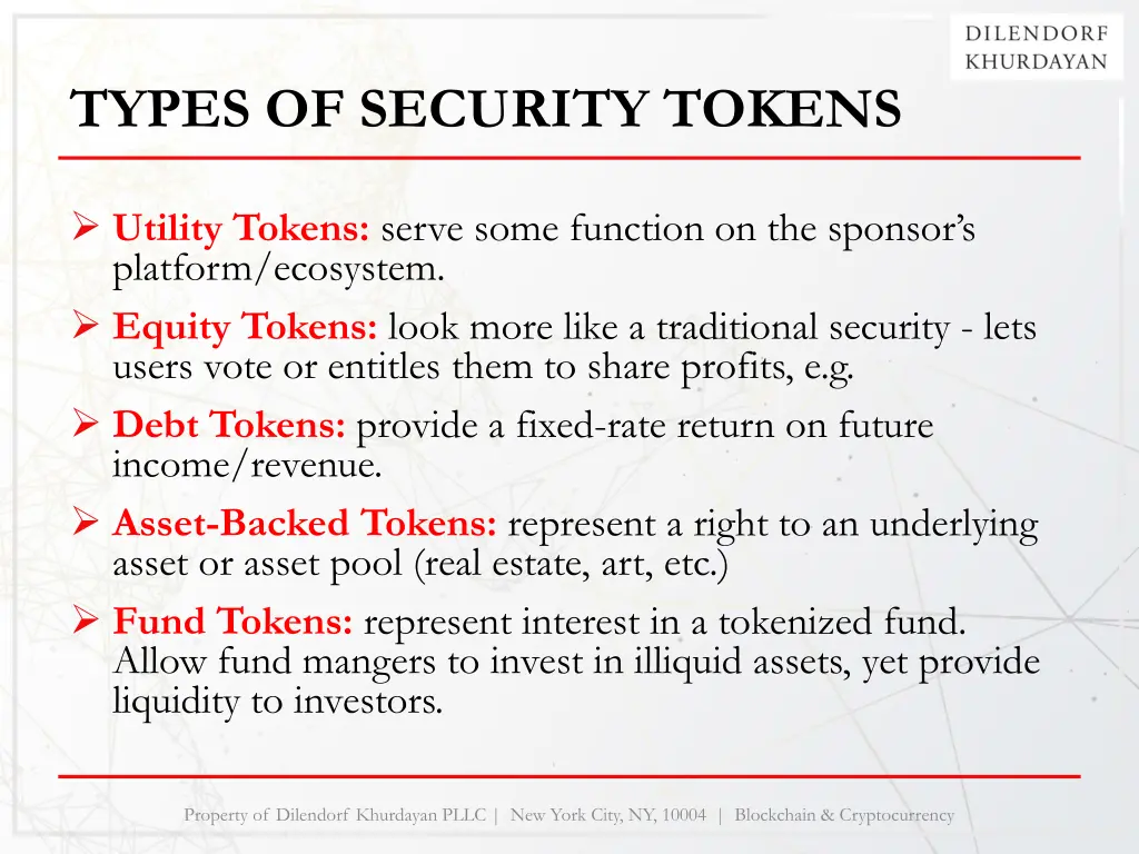 types of security tokens