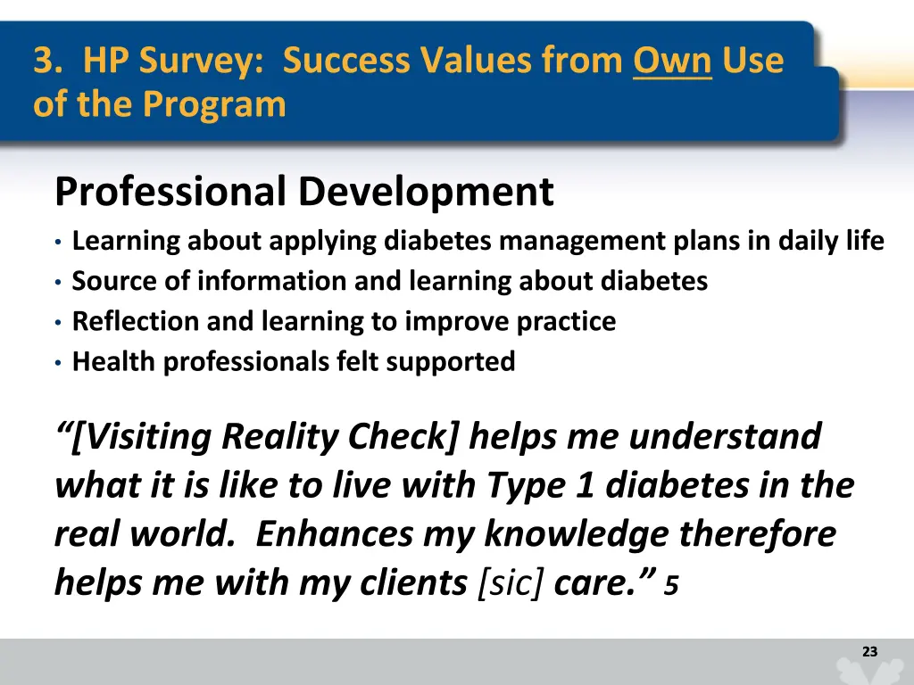 3 hp survey success values from