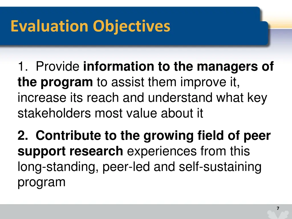 evaluation objectives