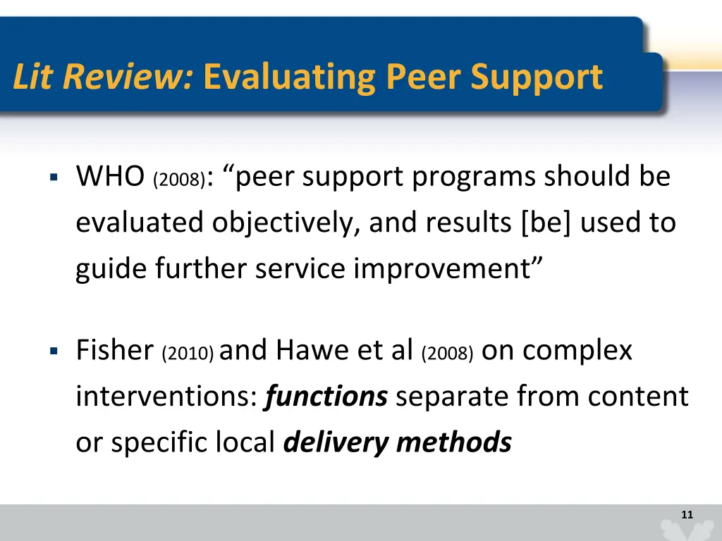 lit review evaluating peer support