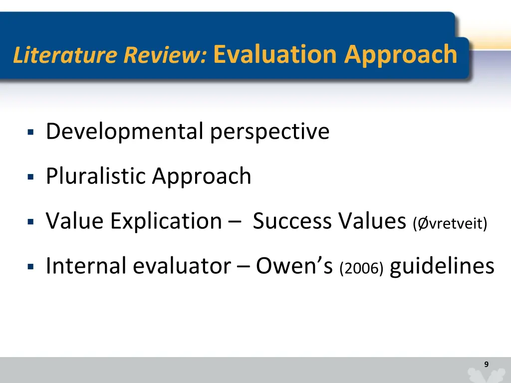literature review evaluation approach