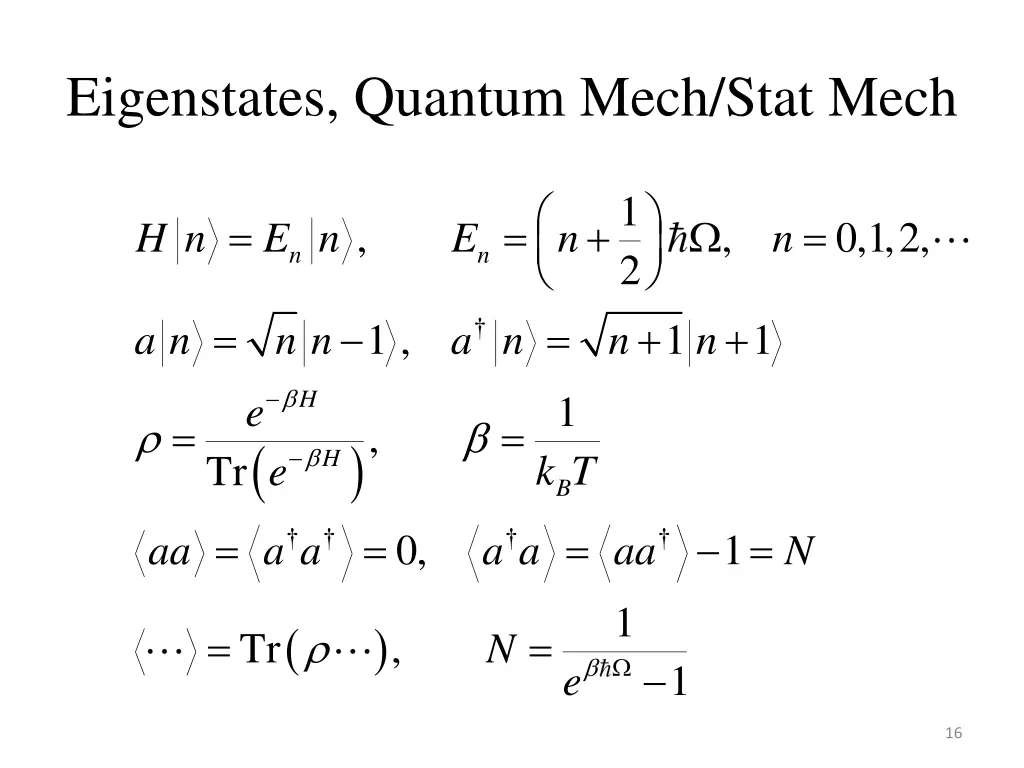 eigenstates quantum mech stat mech