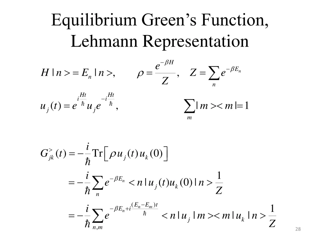 equilibrium green s function lehmann