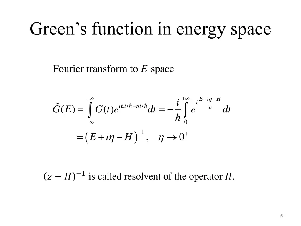 green s function in energy space