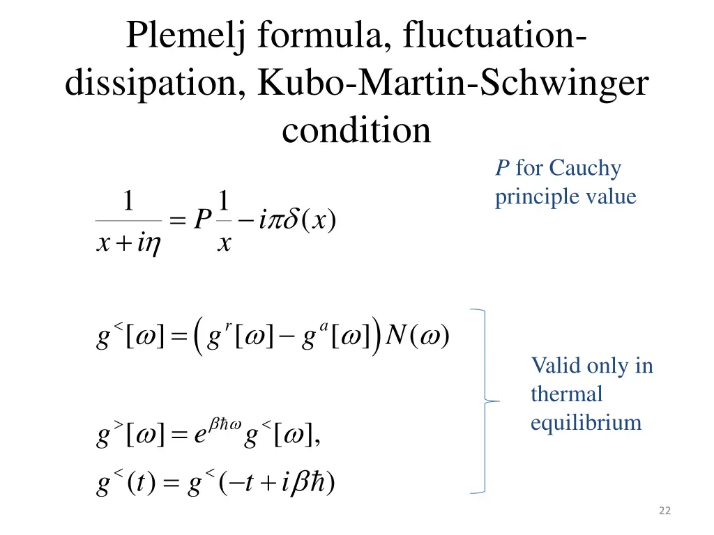 plemelj formula fluctuation dissipation kubo