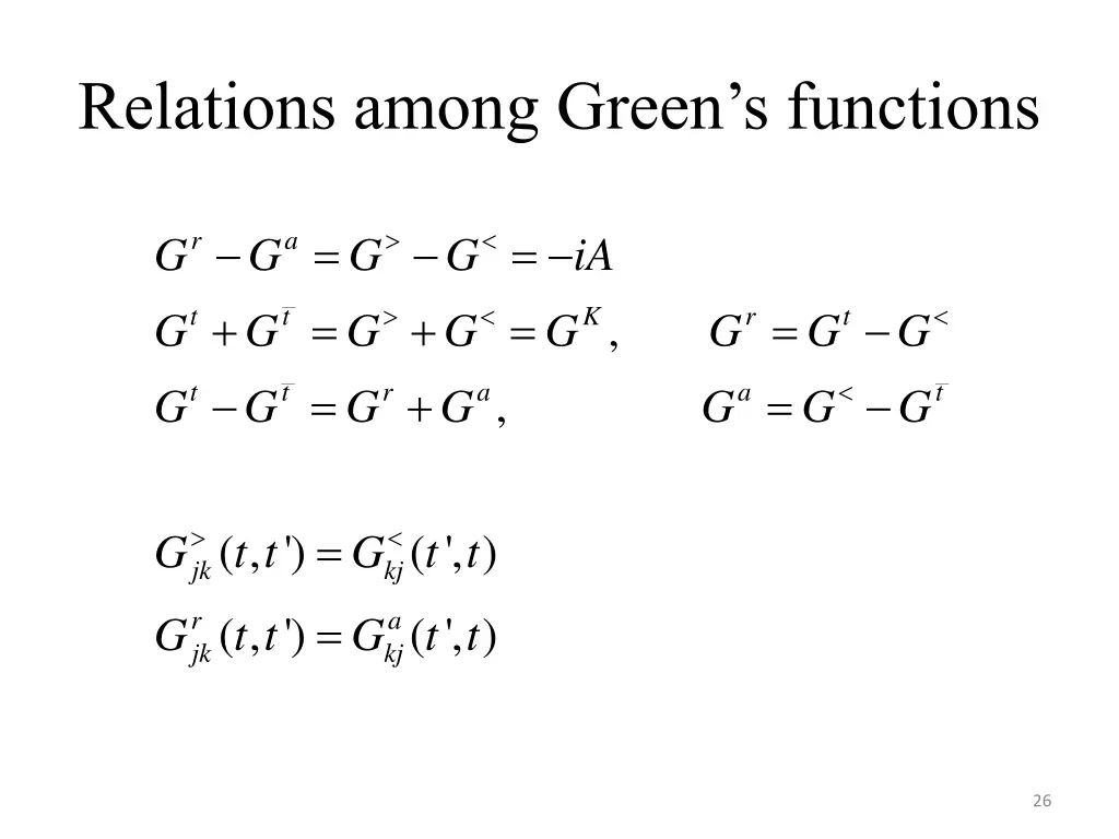 relations among green s functions