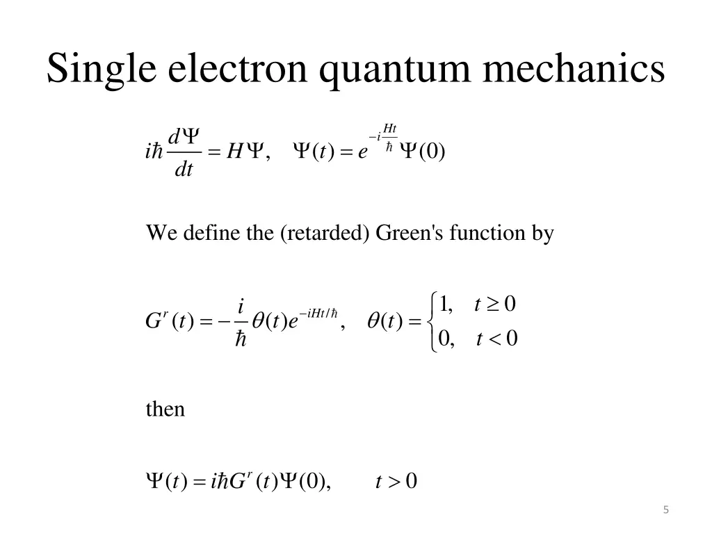 single electron quantum mechanics