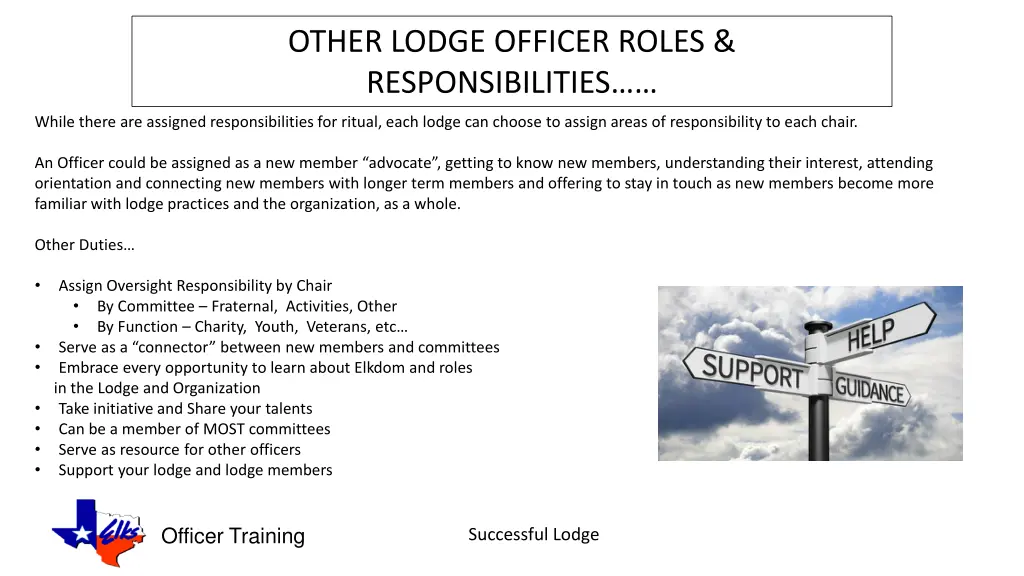 other lodge officer roles responsibilities