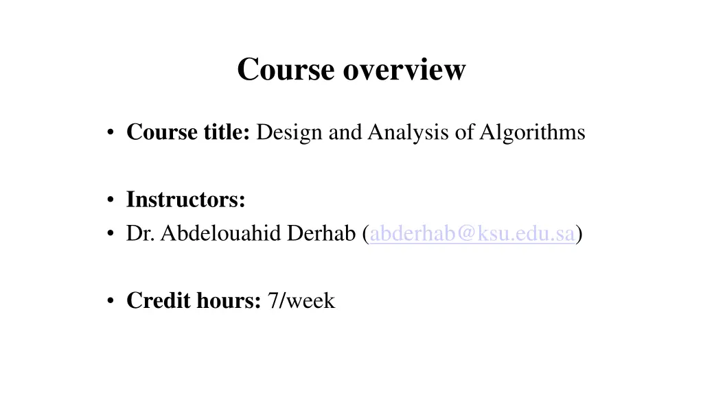 course overview