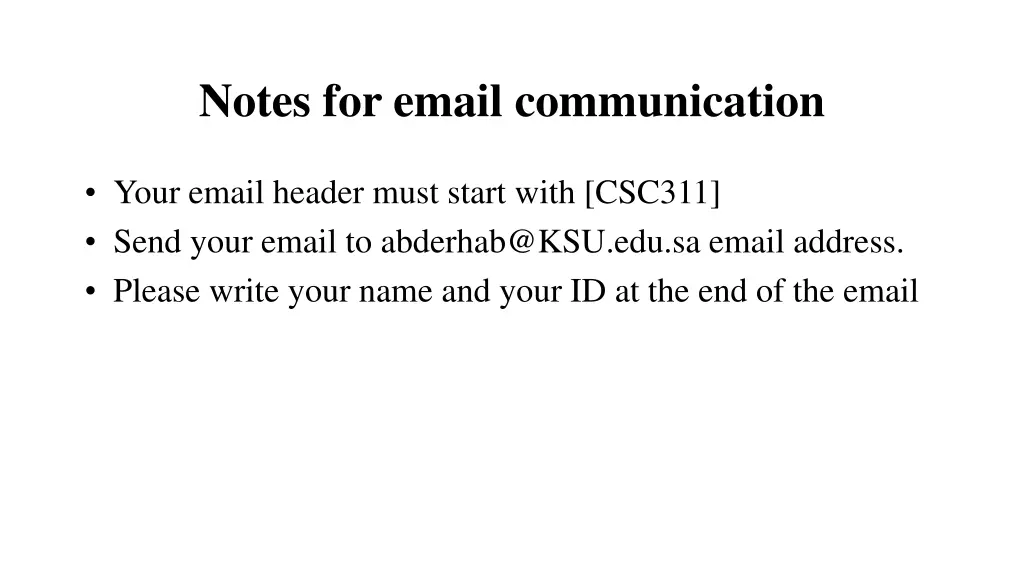 notes for email communication