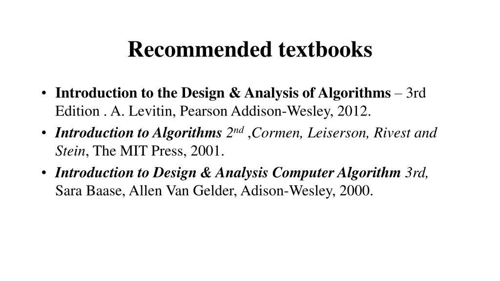 recommended textbooks