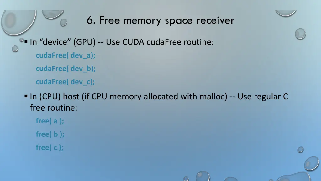 6 free memory space receiver