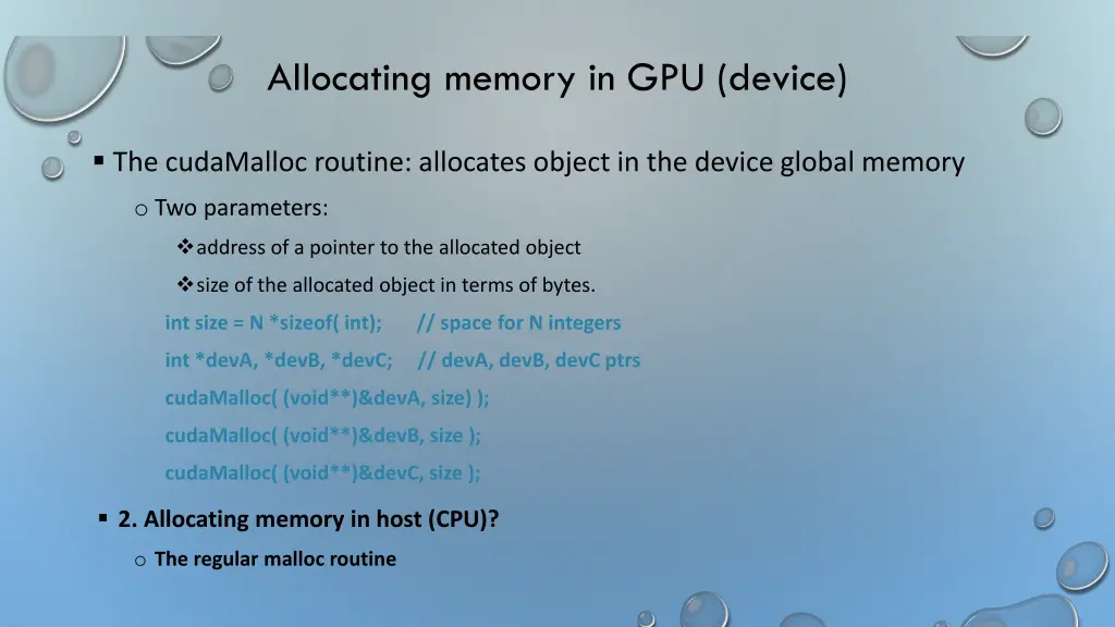 allocating memory in gpu device