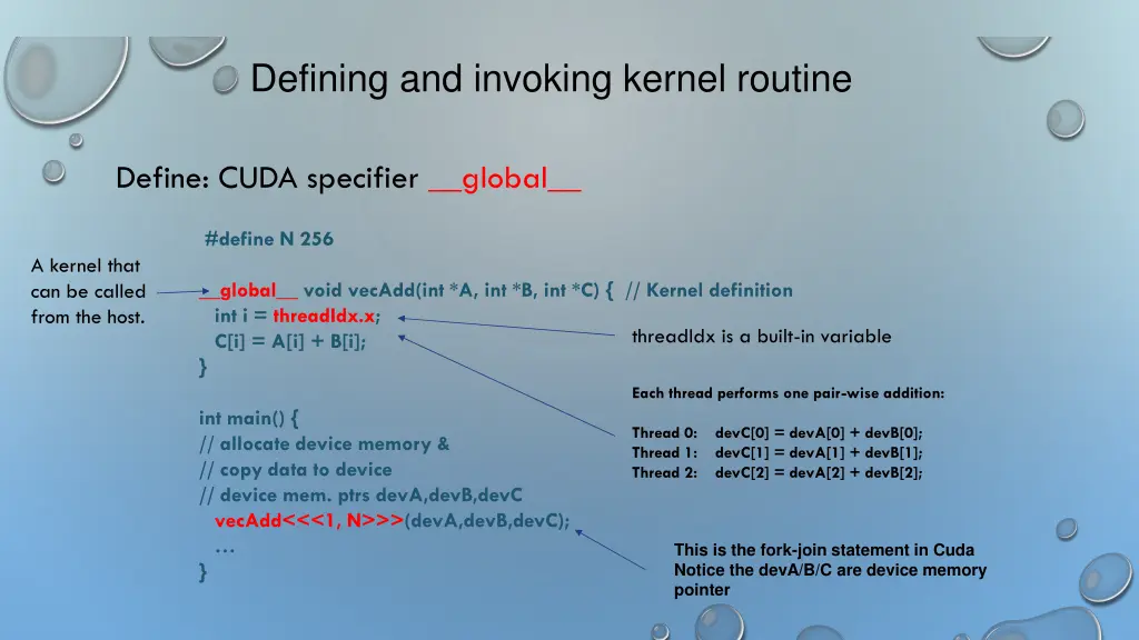 defining and invoking kernel routine