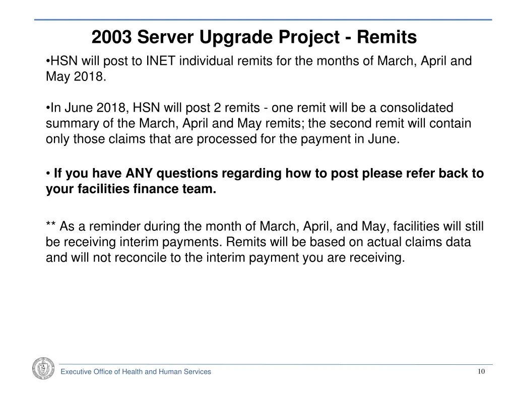 2003 server upgrade project remits