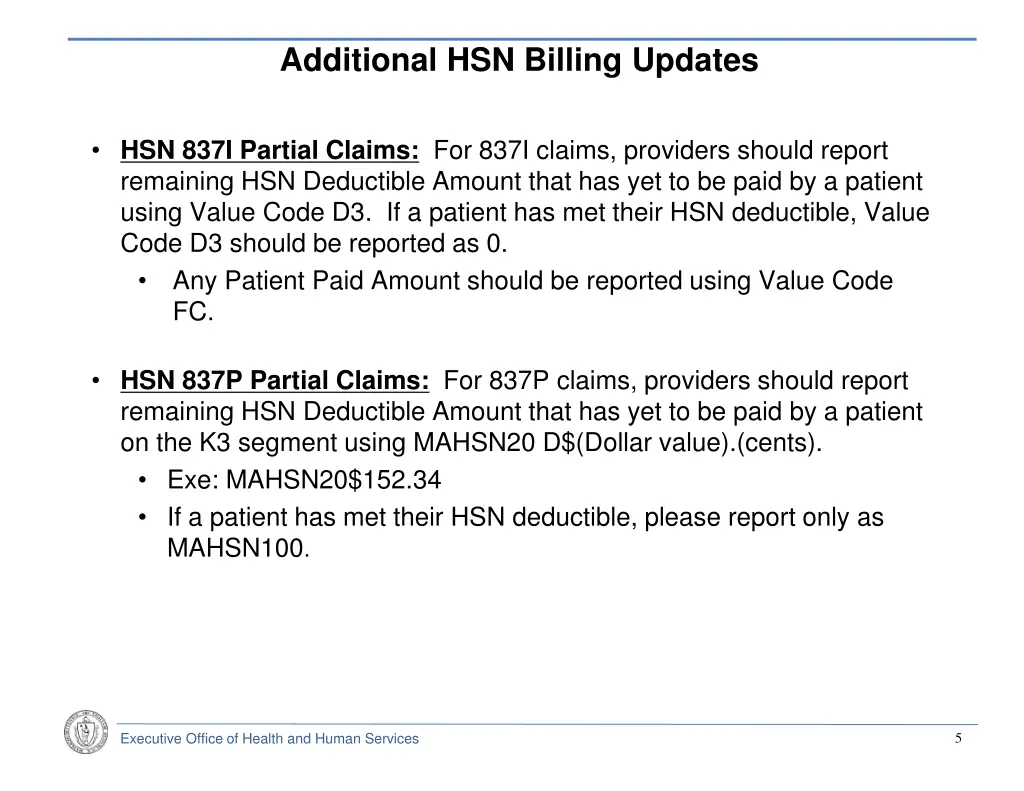 additional hsn billing updates