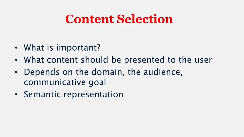 content selection