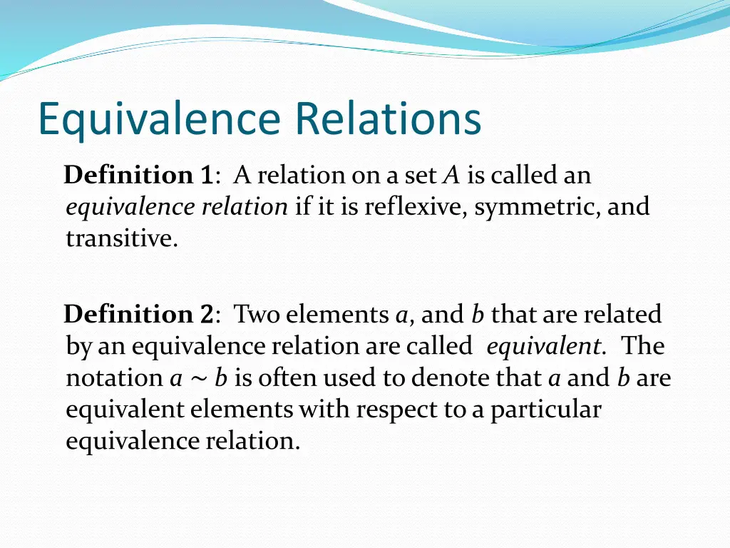 equivalence relations