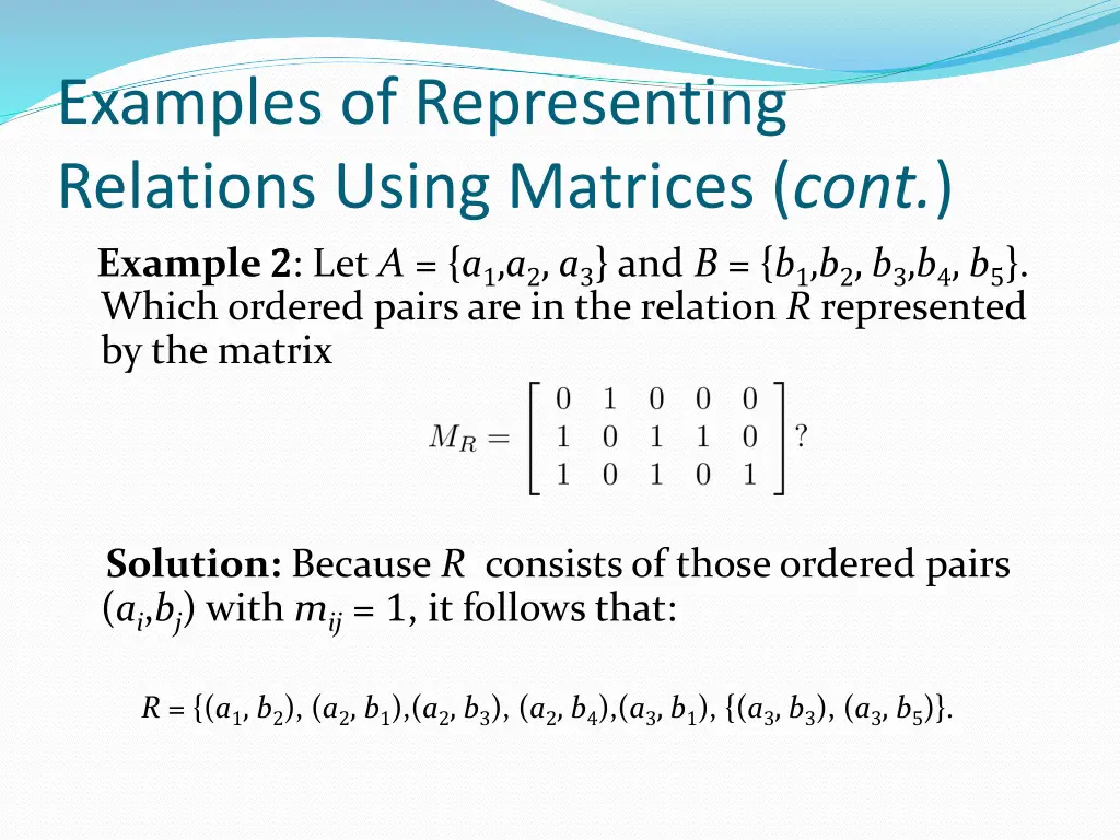 examples of representing relations using matrices 1