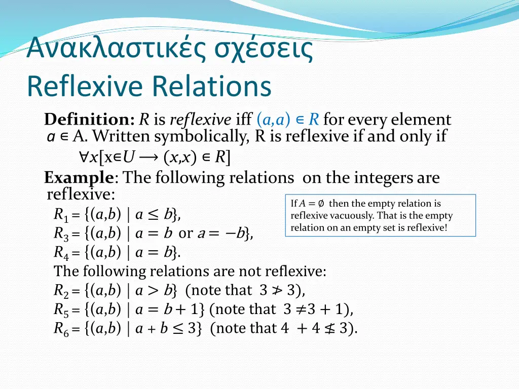 reflexive relations definition r is reflexive
