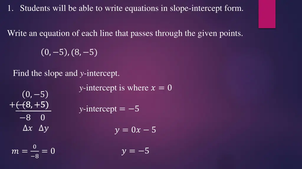 1 students will be able to write equations 4