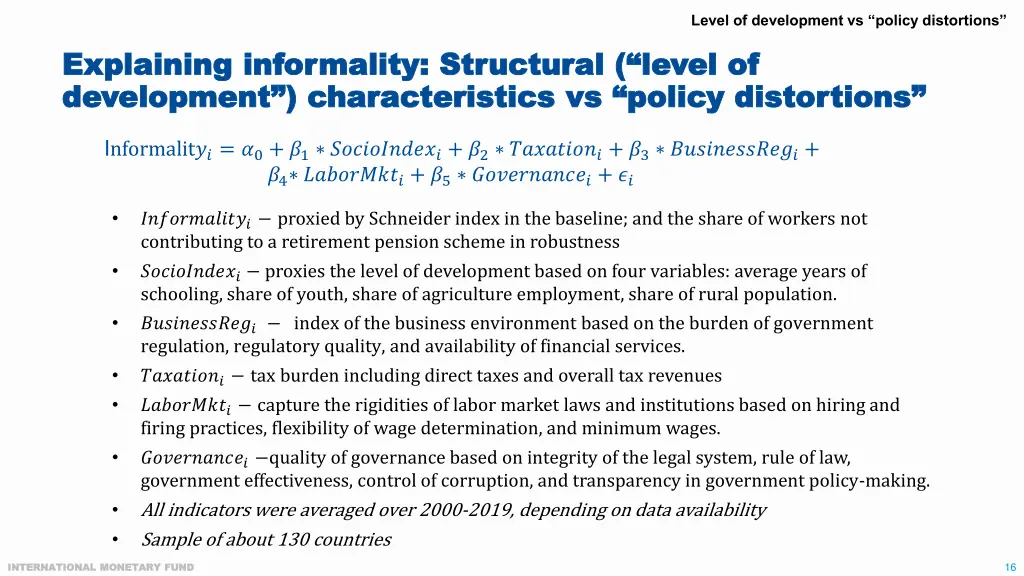 level of development vs policy distortions