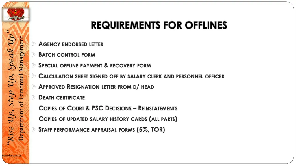 requirements for offlines