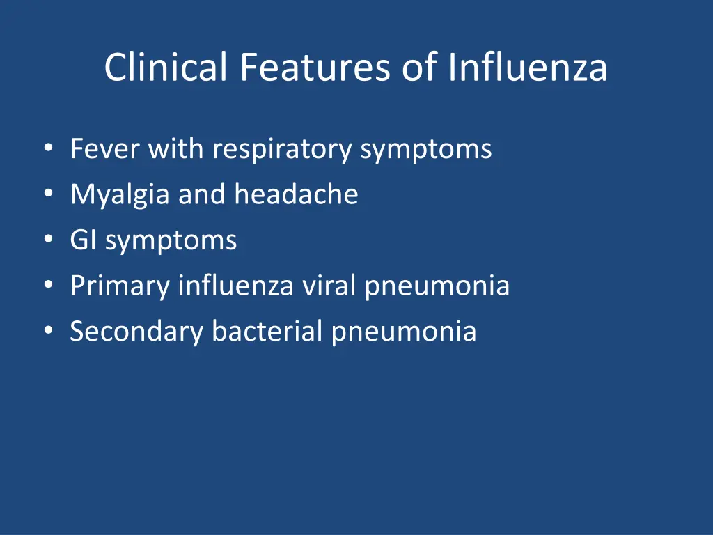 clinical features of influenza