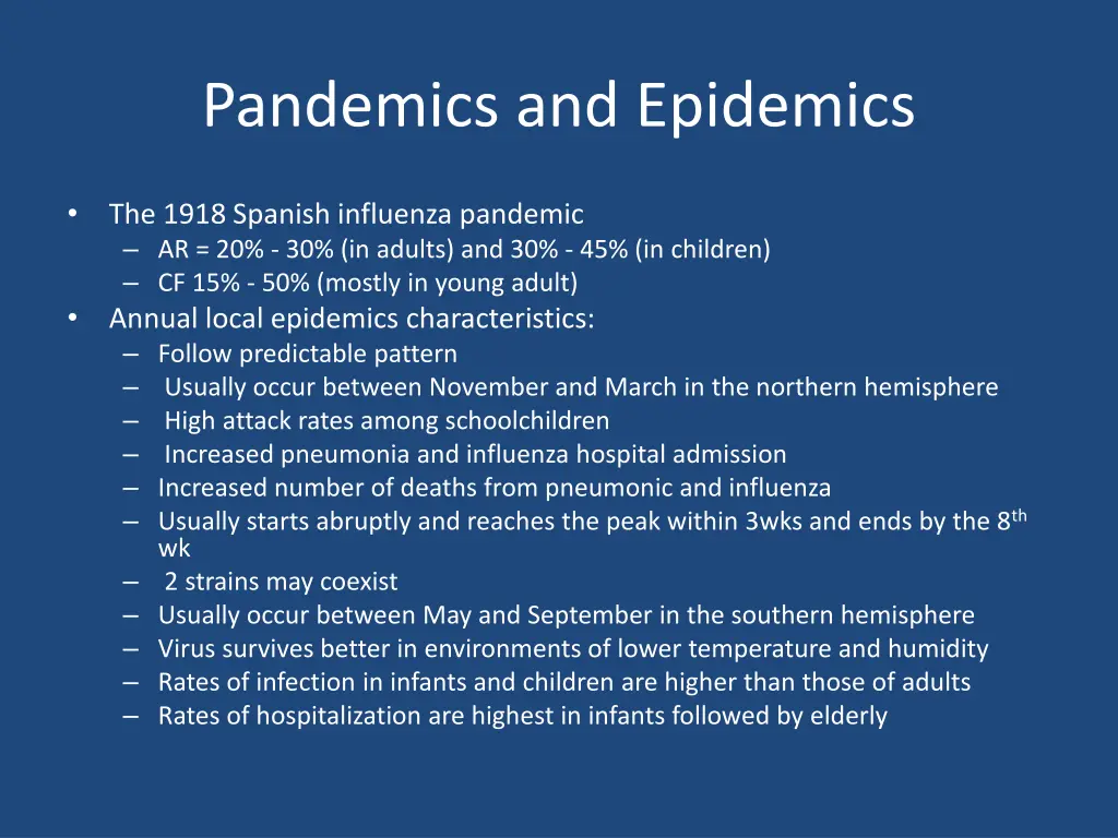 pandemics and epidemics