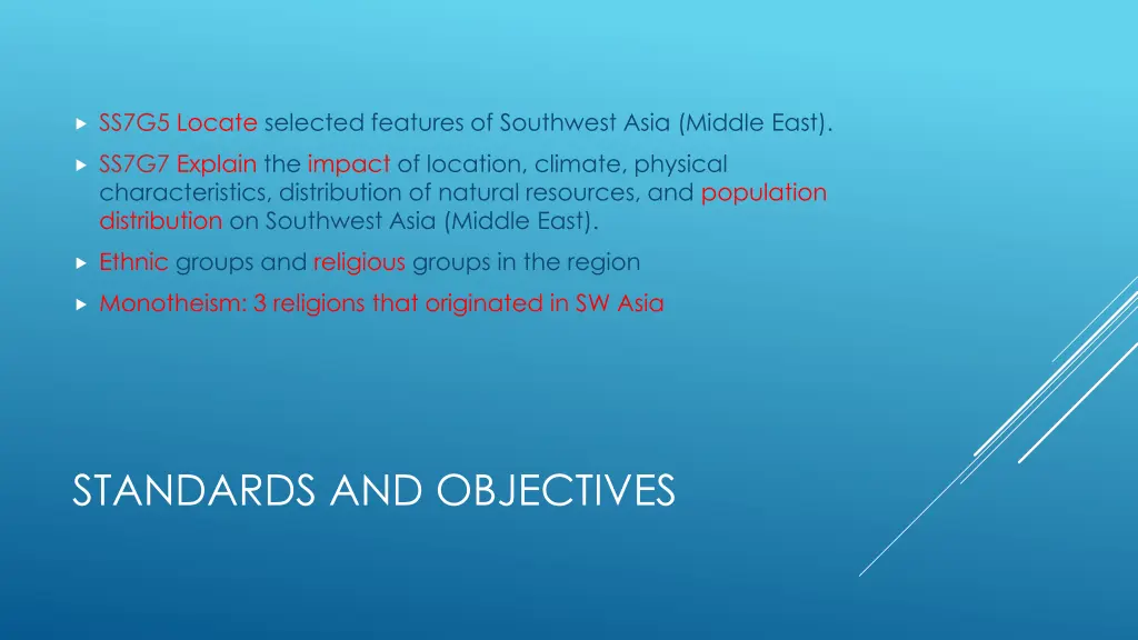 ss7g5 locate selected features of southwest asia