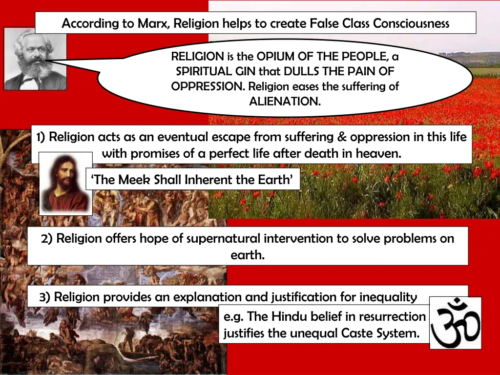 according to marx religion helps to create false