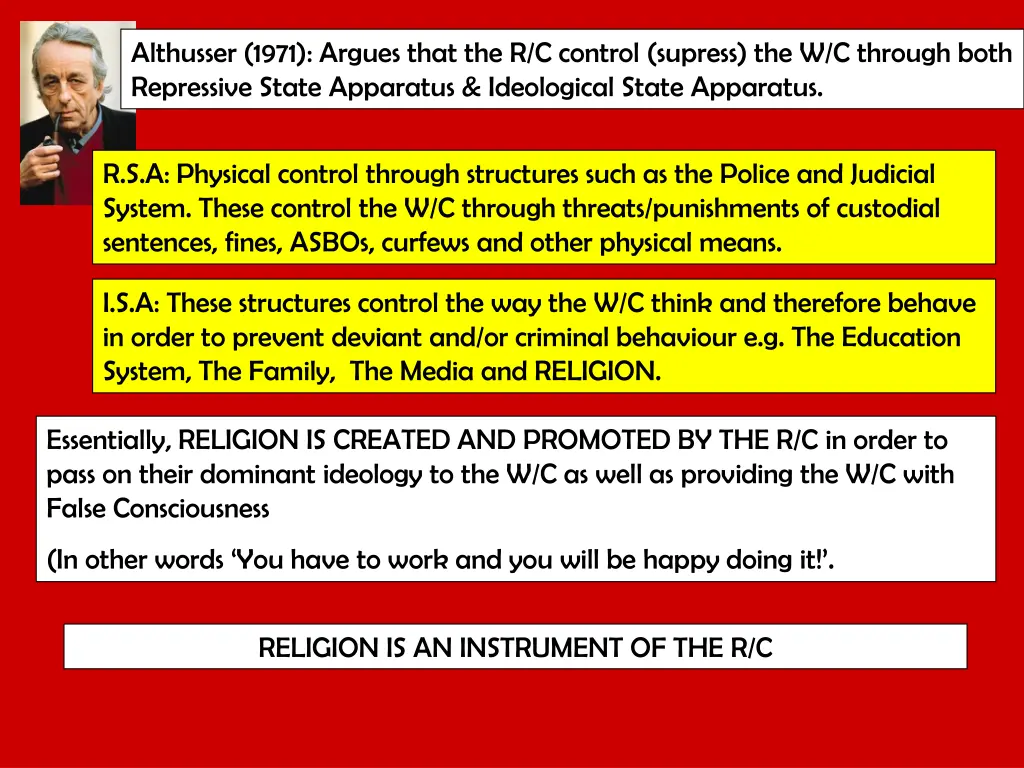 althusser 1971 argues that the r c control