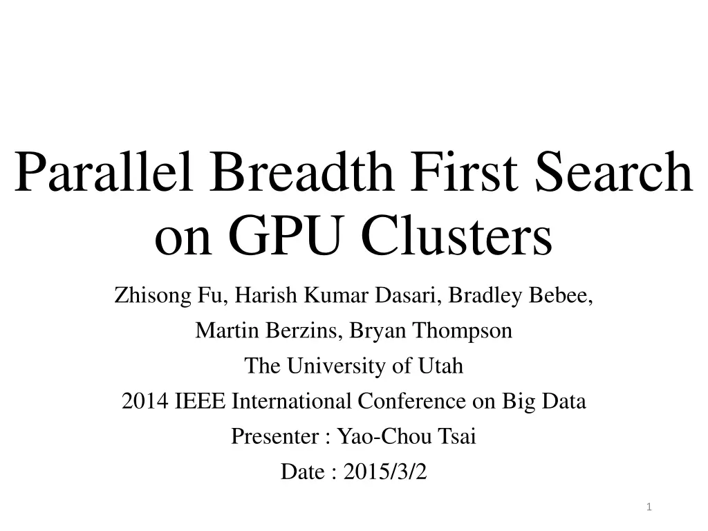 parallel breadth first search on gpu clusters