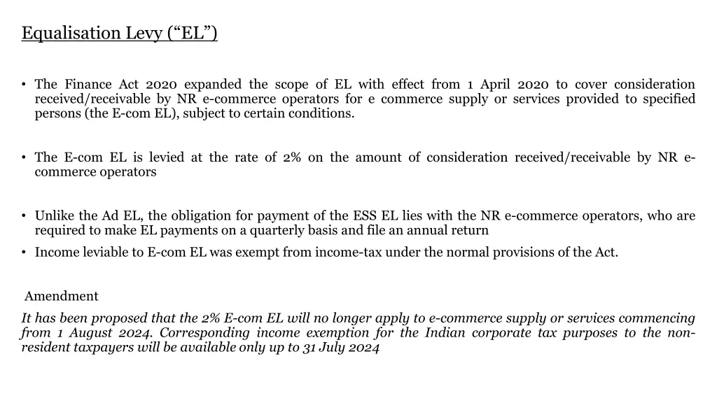 equalisation levy el