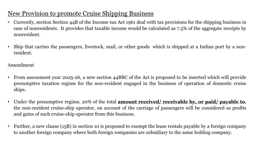 new provision to promote cruise shipping business
