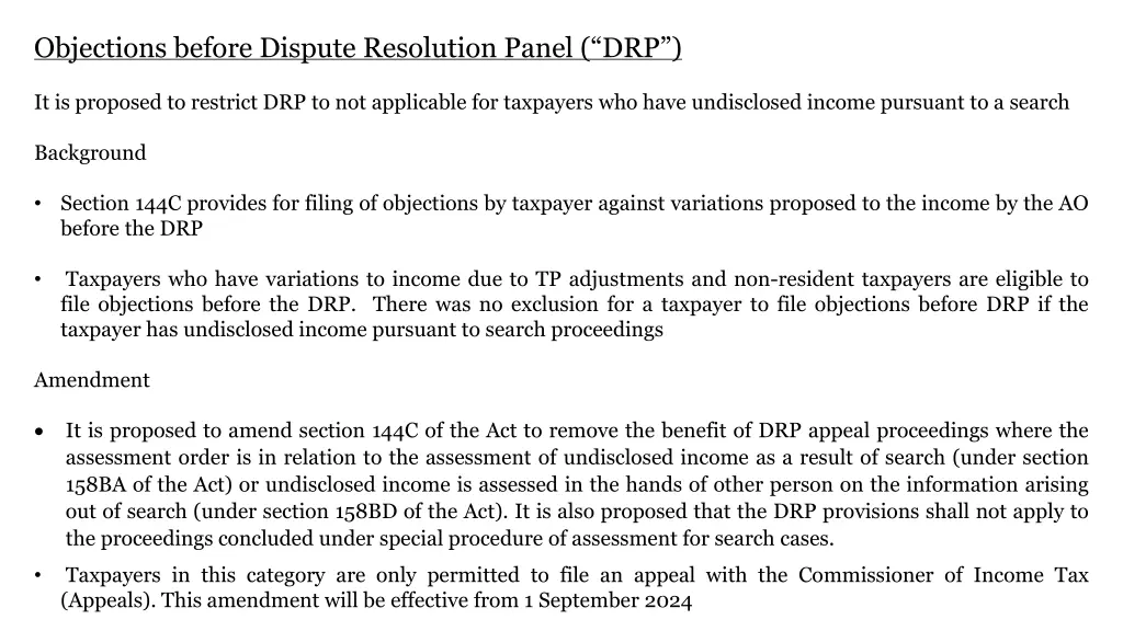 objections before dispute resolution panel drp