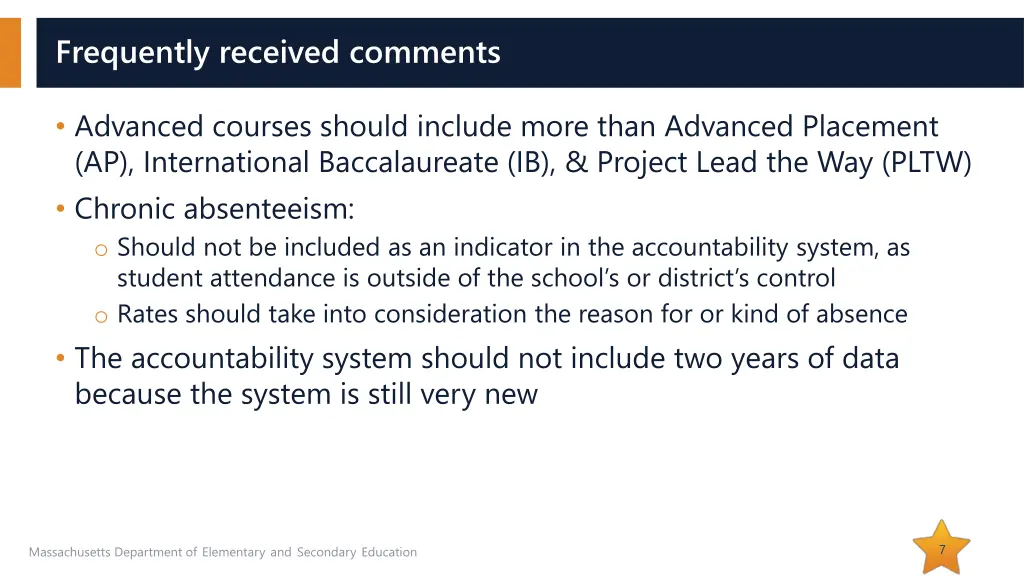 frequently received comments