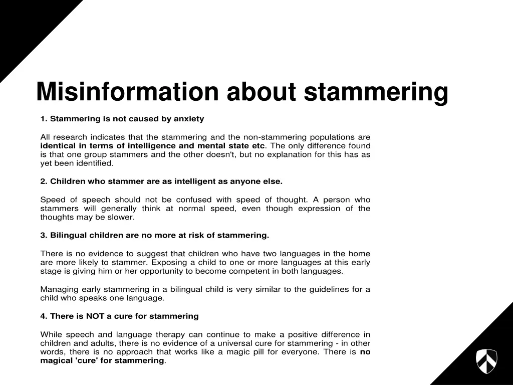misinformation about stammering