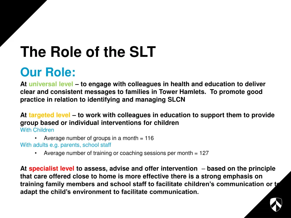 the role of the slt