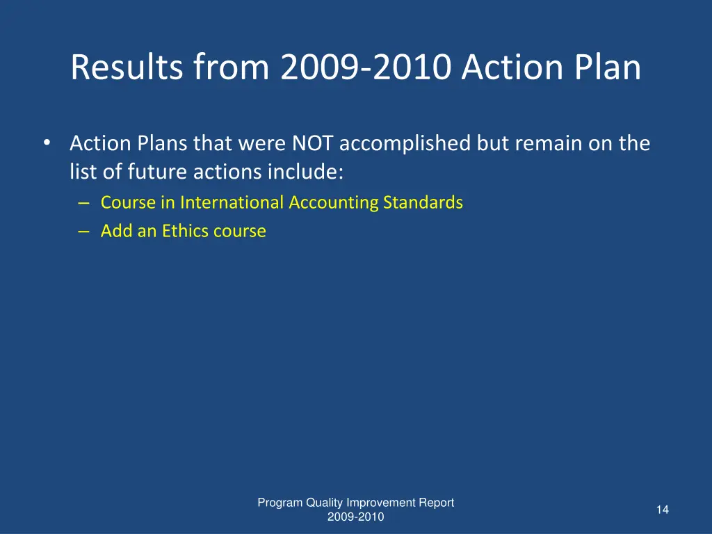 results from 2009 2010 action plan 4