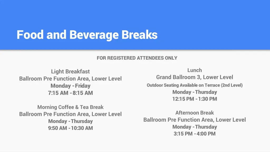 food and beverage breaks