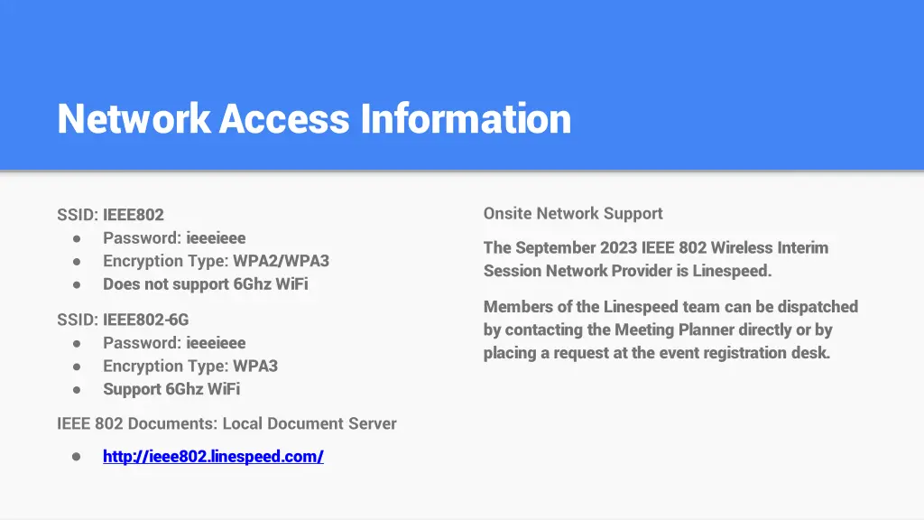 network access information