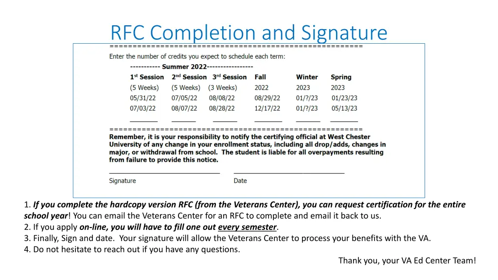 rfc completion and signature