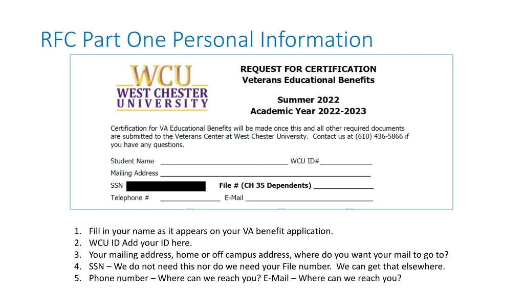 rfc part one personal information